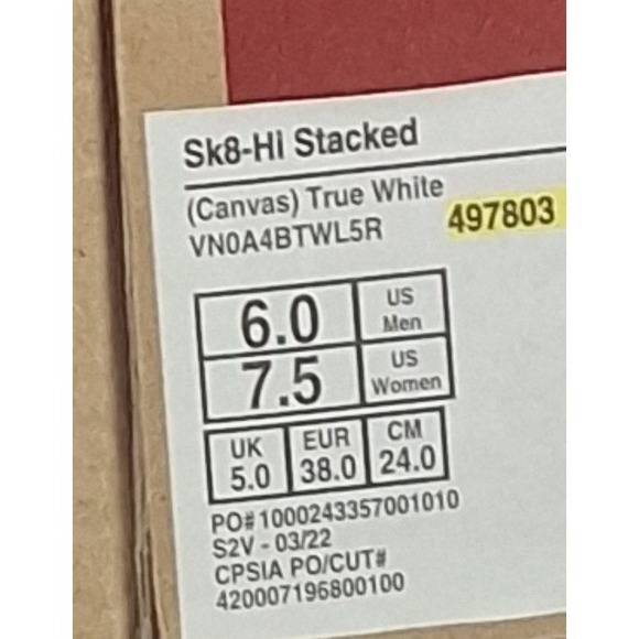 VANS Sk8-Hi Stacked Lugged Sneakers White Canvas Women Platform Shoes Sz 7.5 - Picture 11 of 11